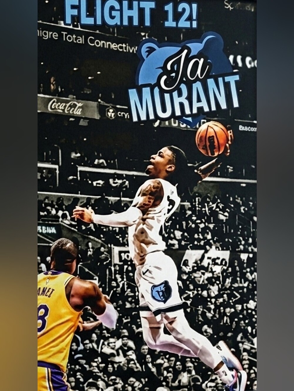 JA MORANT FLIGHT 12 ULTRA GLOSSY 8.5x11 MEMPHIS GRIZZLIES CREATED ART POSTER